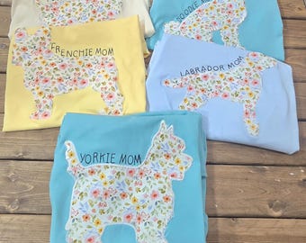 Appliqued Dog breed mom shirt. Tee,Tank,crewneck