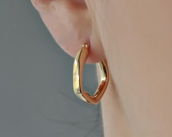 Marlow Hoop Earrings, Hoops, Gold Hoop Earrings, Trendy Earrings, Bold Light Earrings, Bold Gold Earrings, Organic Hoop Earrings, Hoop 17mm
