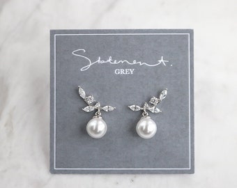 Laverna Earrings, Infinity Earrings, Pearl Earrings, Wedding Earrings, Crystal Earrings, bridesmaids earring, Long Earrings, Elegant