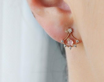 Claire Earrings, Pink Crystal Earrings, Intricate Earrings, Cute, Wedding Earrings, Crystal Earrings, bridesmaids earring, Elegant