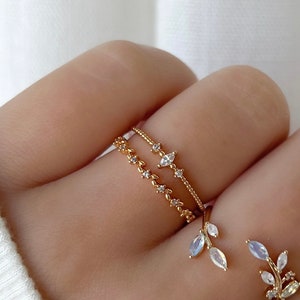 Bague feuille de laurier, bague empilable branche d'olivier, bague de l'amitié, bague empilable, bague tendance, bague fine en or, bague empilable, bague délicate