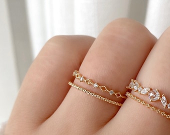 Collier Ring, Stacking ring, beaded band, Free Size Ring, For Her, Gift for Girlfriend Wife Women, Dainty Ring