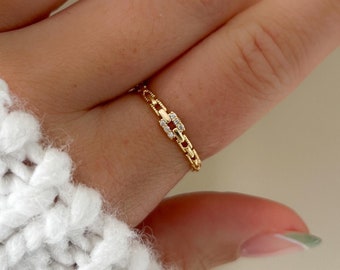 Dainty Chain Link Ring, Chain Ring, Gold Ring, Dainty ring, stackable Ring, statement ring, Ring for her, Delicate Ring, Minimalist Ring