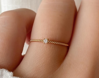 Clermont Ring • Crystal Ring • Twisted Ring Band • Stacking Gold Ring • Eternity Ring • Minimalist Ring • Gift for Her • Dainty Promise Ring