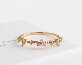 Pixie Twinkle Blossom Ring, Flower ring, floral ring, Trendy Friendship Ring Layering Ring For Her Gift for Girlfriend Wife Dainty Ring