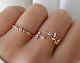 Bleu Ring, Leaf Ring, Something Blue, Stack Ring, Free Size Ring, Adjustable rings, For Her, Gift for Girlfriend Wife Dainty Ring, Vine Ring