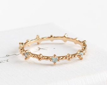 ARIEL BLUE STATION Ring, Blue Stone Ring, Gold Ring, Dainty ring, Stackable Ring, Layering Ring, Ring for her, Dotted Crystal Ring Cute Ring