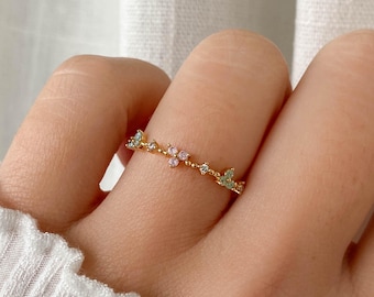 Pixie Twinkle Blossom Ring, Flower ring, floral ring, Trendy Friendship Ring Layering Ring For Her Gift for Girlfriend Wife Dainty Ring