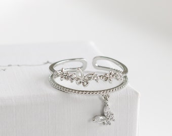 Alto Butterfly Ring, Pretty Ring, Hanging Butterfly Ring, cute rings, Adjustable rings, For Her, rings for women, Dainty Ring, Charm Ring