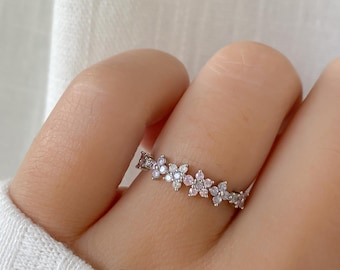 Cassia Flower Blossom Ring, Floral Bouquet ring, Friendship Ring, Trendy Rings, Layering Ring For Her Gift for Girlfriend Wife Dainty Ring