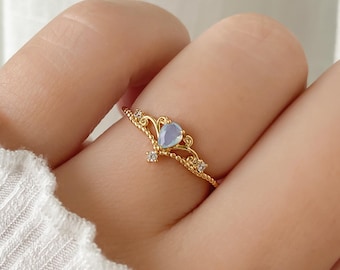 AURORA BLUE RING, Blue Stone Ring, Delicate Ring, Crown Ring, Trendy Rings,  For Her, Gift for Girlfriend Wife Women, Dainty Ring, Cute Ring