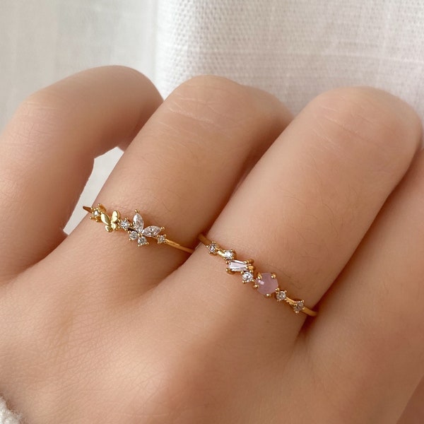 Aven Ring, Dainty, Delicate, Pink Stone, Marquise Stones, Trendy Rings,  For Her, Gift for Girlfriend Wife Women, Dainty Ring