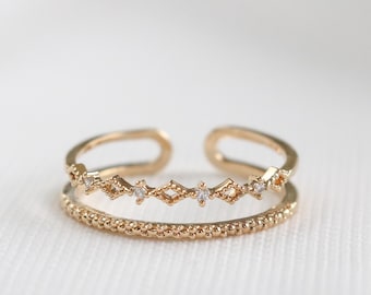 Collier Ring, Stacking ring, beaded band, Free Size Ring, For Her, Gift for Girlfriend Wife Women, Dainty Ring
