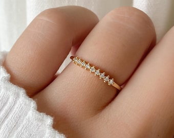 Icon Ring, Minimalist Ring, Crystal Ring, Stackable Ring, Statement Ring, Thin Gold Ring, Stacking Ring, Dainty Ring, Pave Ring Promise Ring