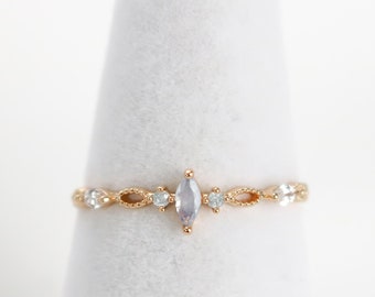 Océane Ring, Anlaufbeständige Schutzbeschichtung, Freundschaftsring, Blauer Kristall Ring, stapelbarer Ring, zierlicher Ring, Stapelring, Blauer Stein