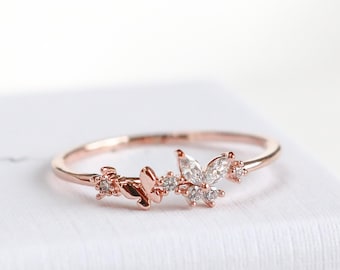 Amari Ring, Dainty, Delicate, Butterfly Ring, Marquise Stones, Trendy Rings,  For Her, Gift for Girlfriend Wife Women, Dainty Ring