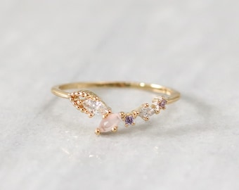 Dove Ring, Dainty, Delicate, Colourful Ring, Coloured Stones, Trendy Rings,  For Her, Gift for Girlfriend Wife Women, Dainty Ring