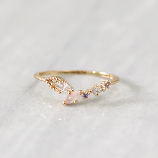 Dove Ring, Dainty, Delicate, Colourful Ring, Coloured Stones, Trendy Rings,  For Her, Gift for Girlfriend Wife Women, Dainty Ring
