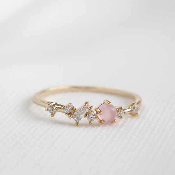 Aven Ring, Dainty, Delicate, Pink Stone, Marquise Stones, Trendy Rings,  For Her, Gift for Girlfriend Wife Women, Dainty Ring