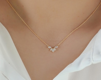 Mia Crystal Necklace, Crystal Chevron Necklace, Crystal V Necklace, Crystal Necklace, Dainty Necklace, Rose Gold Necklace, Delicate Necklace