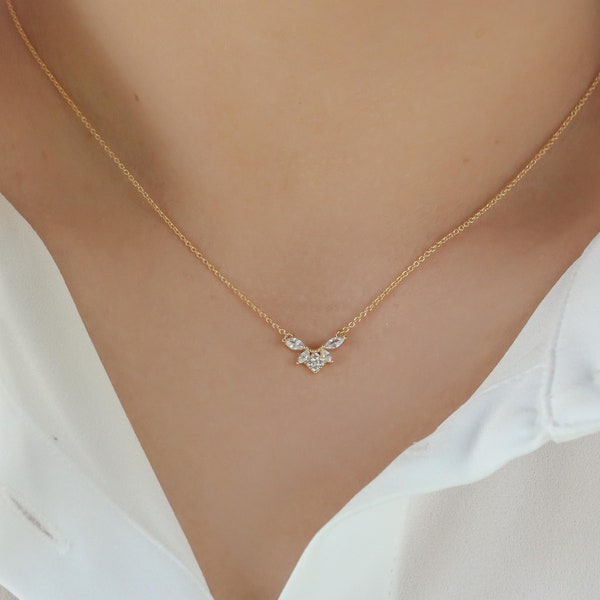 Collier en cristal Mia, collier chevron en cristal, collier en V en cristal, collier en cristal, collier délicat, collier en or rose, collier délicat