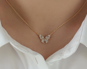 Annabella Butterfly Necklace, Butterfly Jewelry, Butterfly Pendant, Feminine Necklace, Gift for her, Minimal, Delicate Butterfly Wings