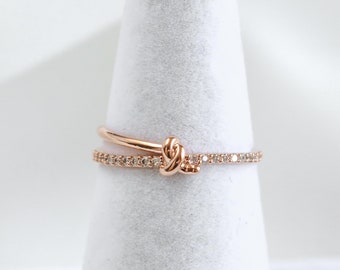 KNOT Ring, Dainty Delicate, rings for women, For Her, Gift for Girlfriend Wife Women Promise Ring, Reminder Ring, Love, Friendship pavé band