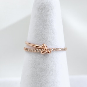 KNOT Ring, Dainty Delicate, rings for women, For Her, Gift for Girlfriend Wife Women Promise Ring, Reminder Ring, Love, Friendship pavé band