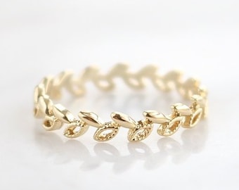 NEW* Olive Band Stacking Ring, Tarnish-Resistant PVD coating, Olive branch Ring, stackable ring, Statement ring, stacking ring, dainty ring,