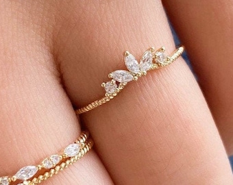 Noemie Marquise Ring, Minimalist ring, Crystal ring, stackable ring, Statement ring, thin gold ring, stacking ring, dainty ring, thi