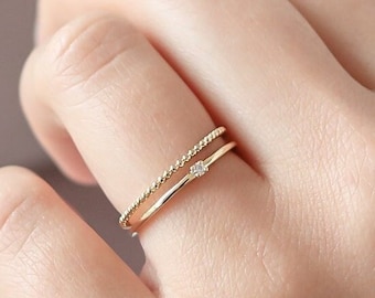 Petite Crystal Ring, Minimalist ring, Dainty ring, stackable ring, thin gold ring, stacking ring, dainty ring, dainty layering ring