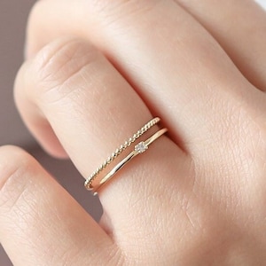 Petite Crystal Ring, Minimalist ring, Dainty ring, stackable ring, thin gold ring, stacking ring, dainty ring, dainty layering ring