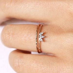 Reine Crown Ring, 3 Marquise Crystal Ring, Minimalist ring, Crystal ring, stackable ring, Statement ring, stacking ring, dainty ring, thin