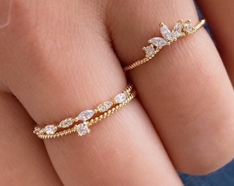 Mariette Marquise Ring, Minimalist ring, Crystal ring, stackable ring, Statement ring, thin gold ring, stacking ring, dainty ring, thi