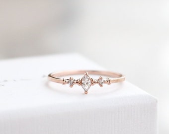 Avalon Marquise Crystal Ring, Minimalist ring, Crystal ring, stackable ring, Statement ring, thin gold ring, stacking ring, dainty ring, thi