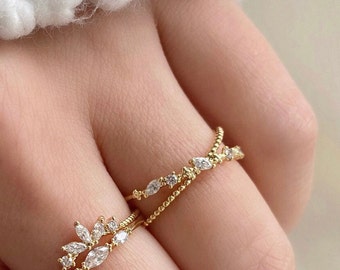Lucia Cross Ring, Minimalist ring, Dainty Ring, stackable ring, Cute Ring, Thin Gold Ring, Stack Ring, Tarnish-Resistant Ring, Double Ring