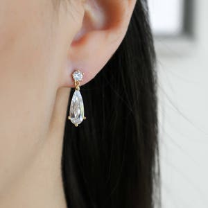 Long Teardrop Earrings, Bridal Earrings, Wedding Jewelry, Bridesmaids Earrings, Wedding Jewelry, Dangle Earrings, Sparkling Earrings, Gift image 1