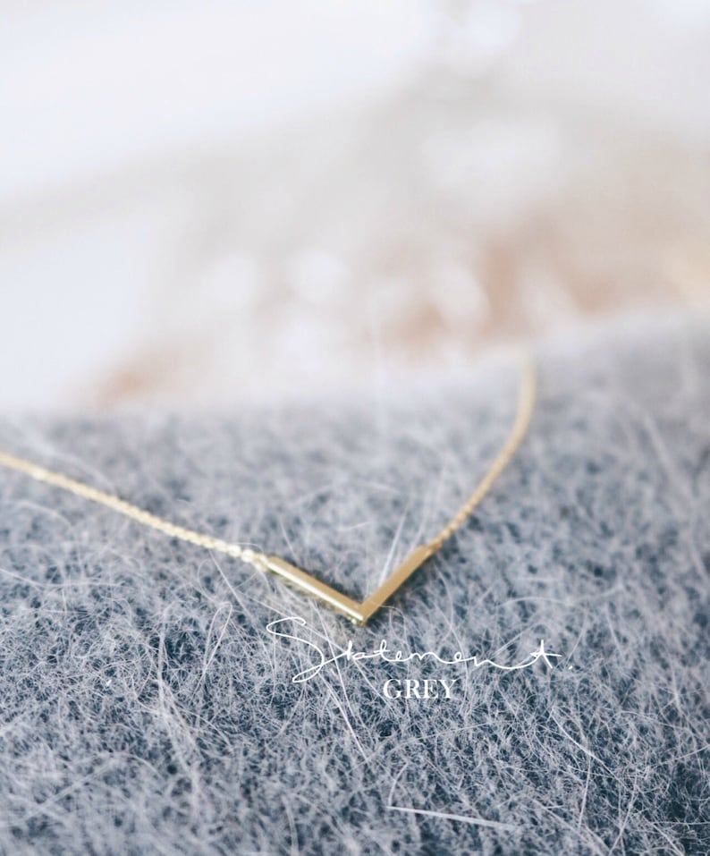 Gold V Necklaces Thin Gold Chevron Necklace Chevron Bar Etsy