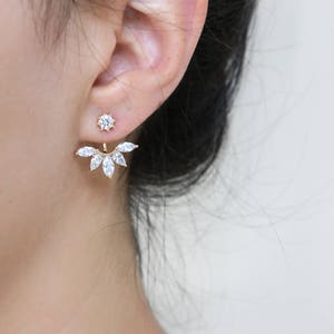 Marquise Crystal Jacket Earrings - Earring Jacket - Ear Jacket - minimal earring climber - wedding earrings - bridesmaids earrings