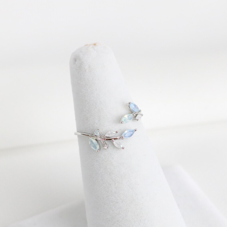 Bleu Ring, Leaf Ring, Something Blue, Stack Ring, Free Size Ring ...