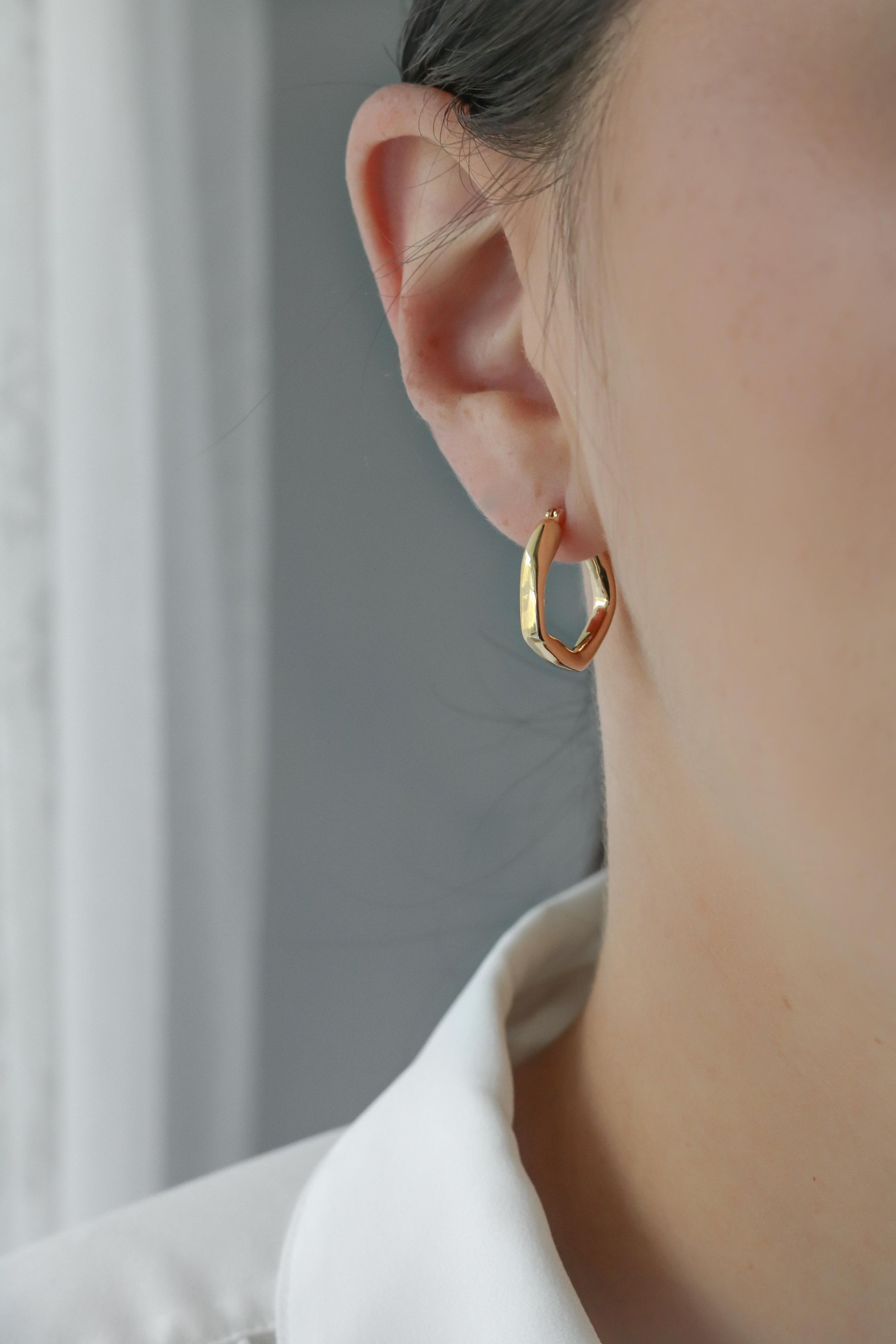 Marlow Hoop Earrings, Hoops, Gold Hoop Earrings, Trendy Earrings, Bold Light Earrings, Bold Gold Earrings, Organic Hoop Earrings, Hoop 17mm