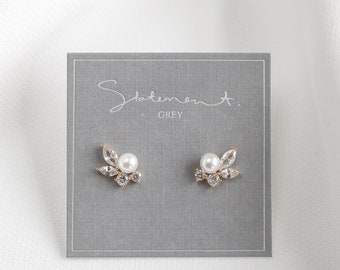 Lea Earrings, Marquise Crystal Earring, Pearl Earrings, Elegant Earrings, Feminine Earrings, Dainty, Wedding, Bridal, Bridesmaid Jewelry