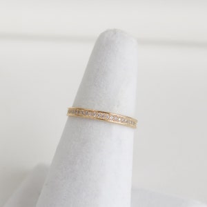 Bordered Pave Milgrain Eternity Ring, Gold Eternity Band, Gold Ring ...