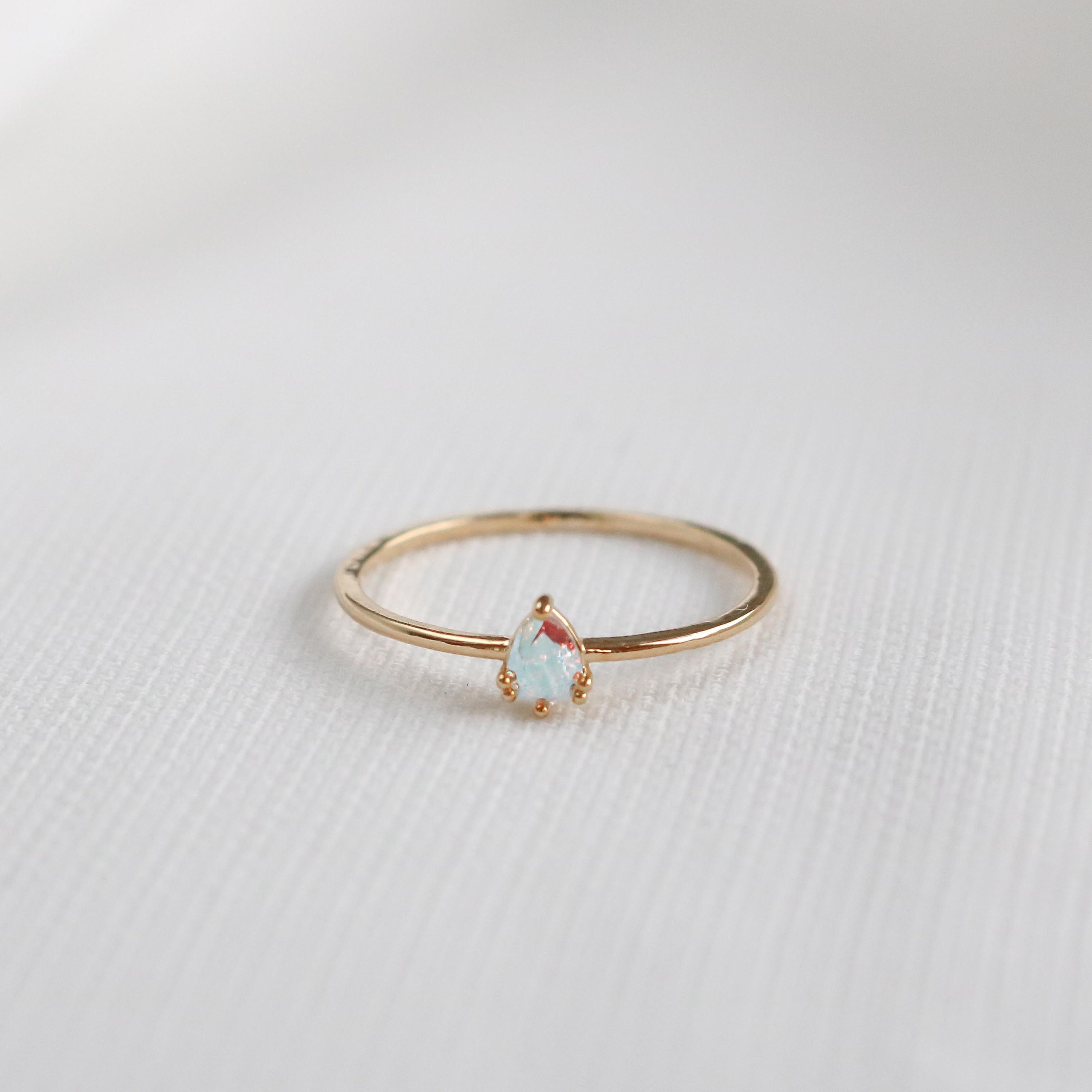Lark Ring, Dainty, Delicate, Iridescent Stone, Teardrop Stone, Trendy Rings,  For Her, Gift for Girlfriend Wife Women, Dainty Ring