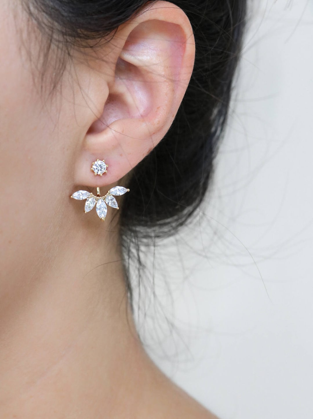 Marquise Crystal Jacket Earrings - Earring Jacket - Ear