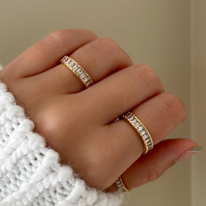 Bold Baguette Eternity Ring, Eternity Band, Gold Eternity Band, Gold Ring, Dainty stackable Ring, statement ring, Ring for her, gift for her