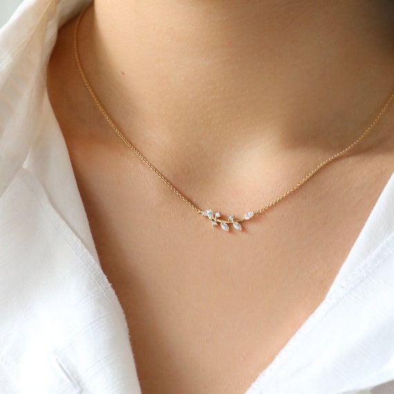 14k Yellow Gold Floral CZ Branch Bar 18 14k Yellow Gold Floral CZ Branch Bar 18