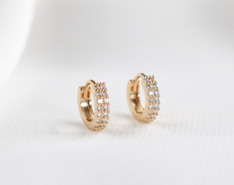 Leni Huggie Earrings, Sold in Pairs, Mini Crystal Huggie Hoop Earrings, Huggie Hoops, Dainty Hoop, Fashion Jewelry 11mm (Inner Diameter 8mm)