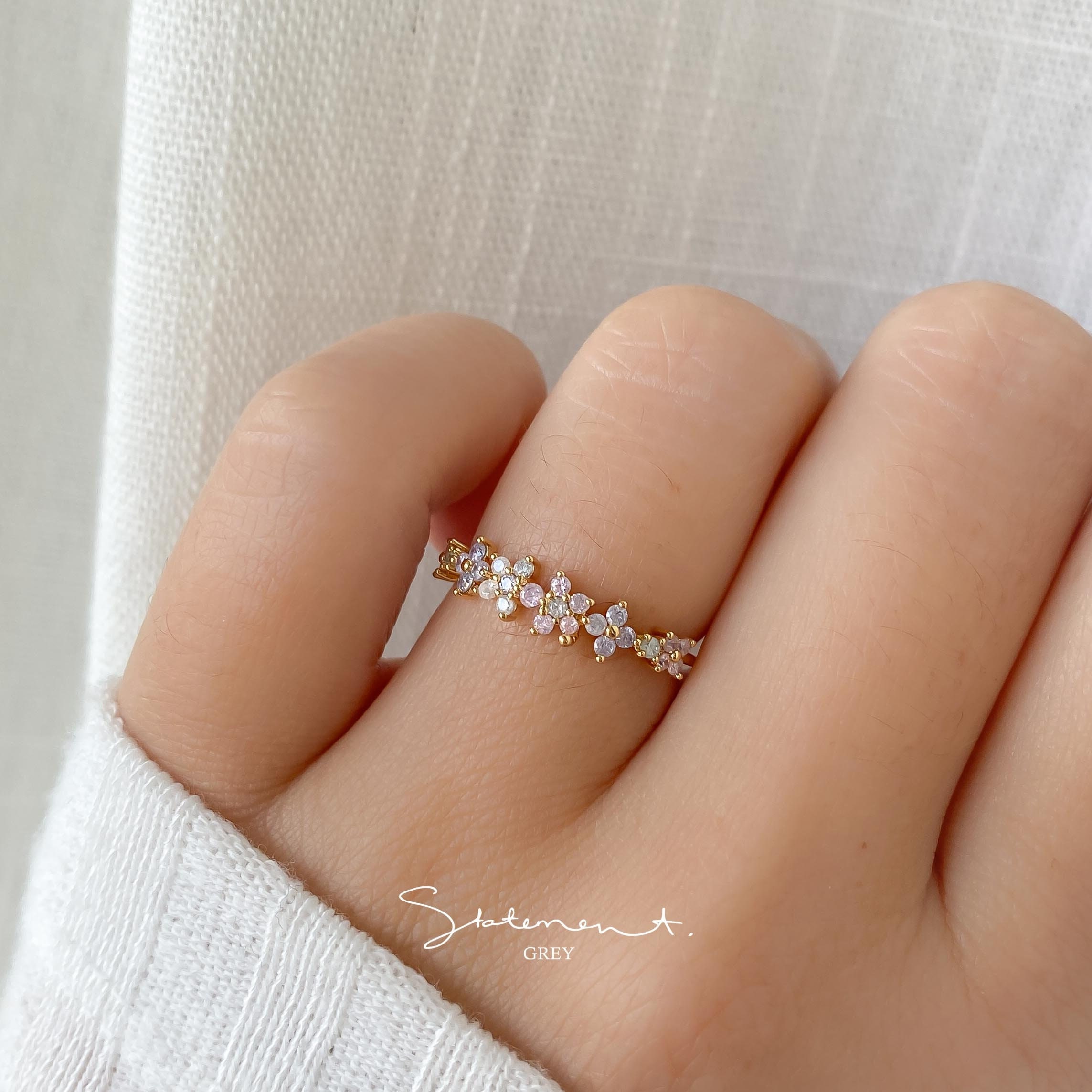 Cassia Flower Blossom Ring, Floral Bouquet ring, Friendship Ring, Trendy Rings, Layering Ring For Her Gift for Girlfriend Wife Dainty Ring