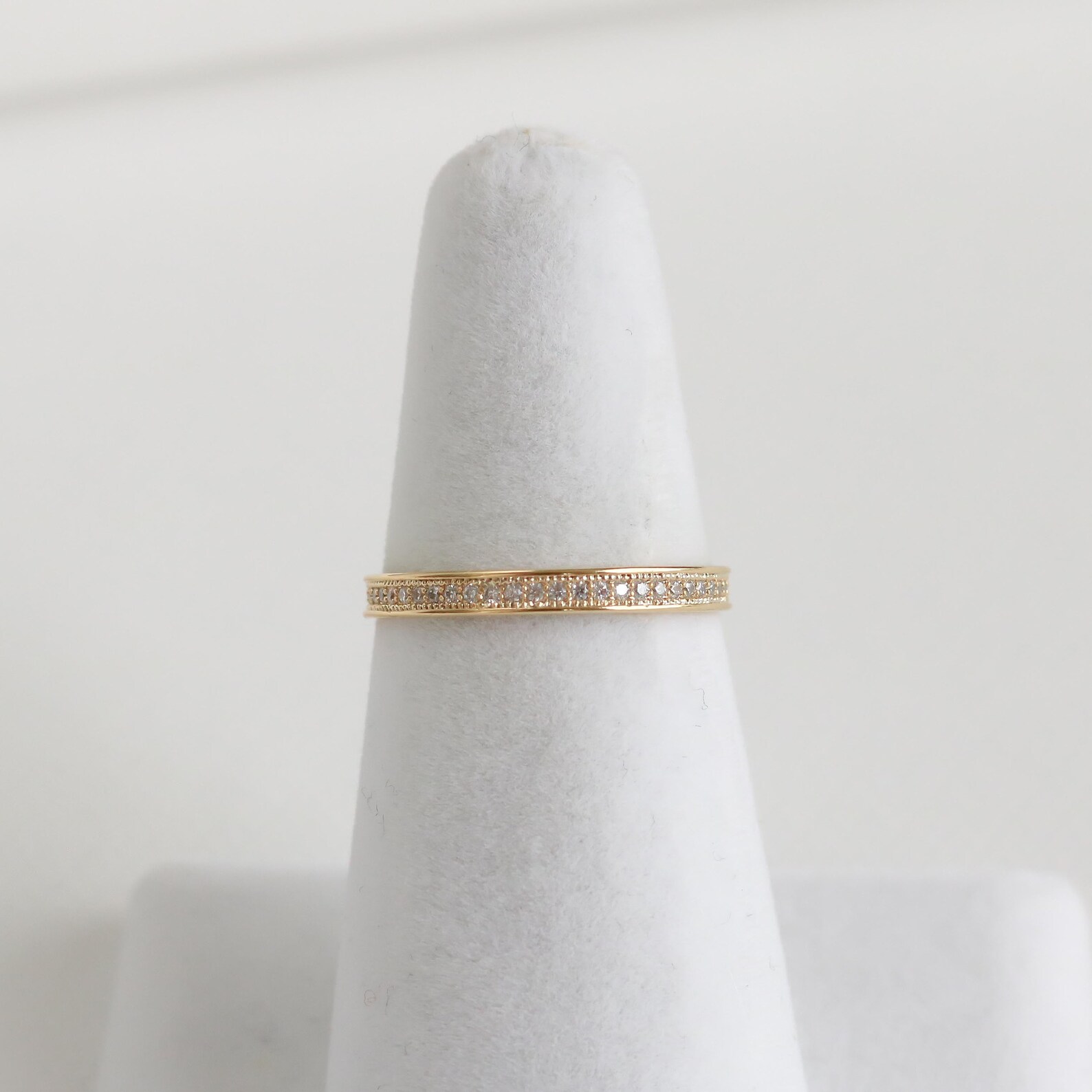 Bordered Pave Milgrain Eternity Ring, Gold Eternity Band, Gold Ring ...